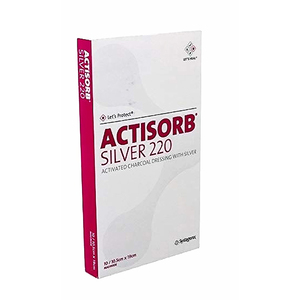 activated charcoal dressing with silver 3m actisorb silver 220 activated charcoal dressing with silver, mas065, 6.5 cm x 9.5 cm