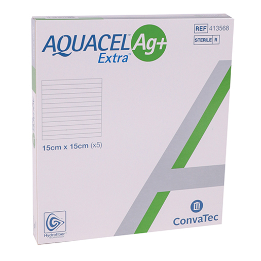 AQUACEL AG+IONIC SILVER DRESS 15x15CM 5s | Dressings: Silver + AQUACEL AG+IONIC SILVER DRESS 15x15CM 5s | Dressings: Silver +